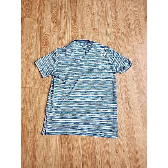 PUMA Golf Polo Mens L Blue Stripe Activewear Performance Workwear Preppy Casual - Picture 5 of 11